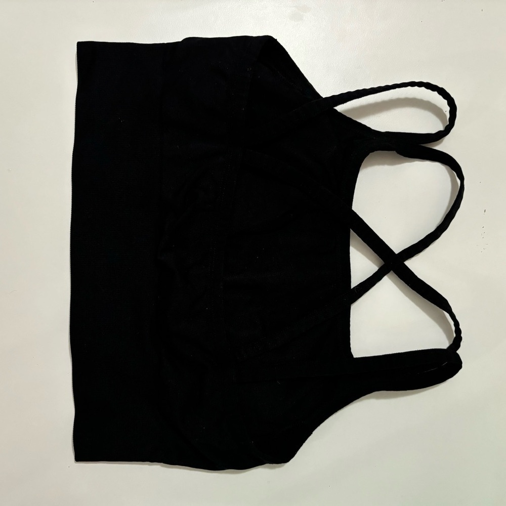 Rae Dunn “Sweat” Strappy Stretch Sports Bra - Picture 3 of 5